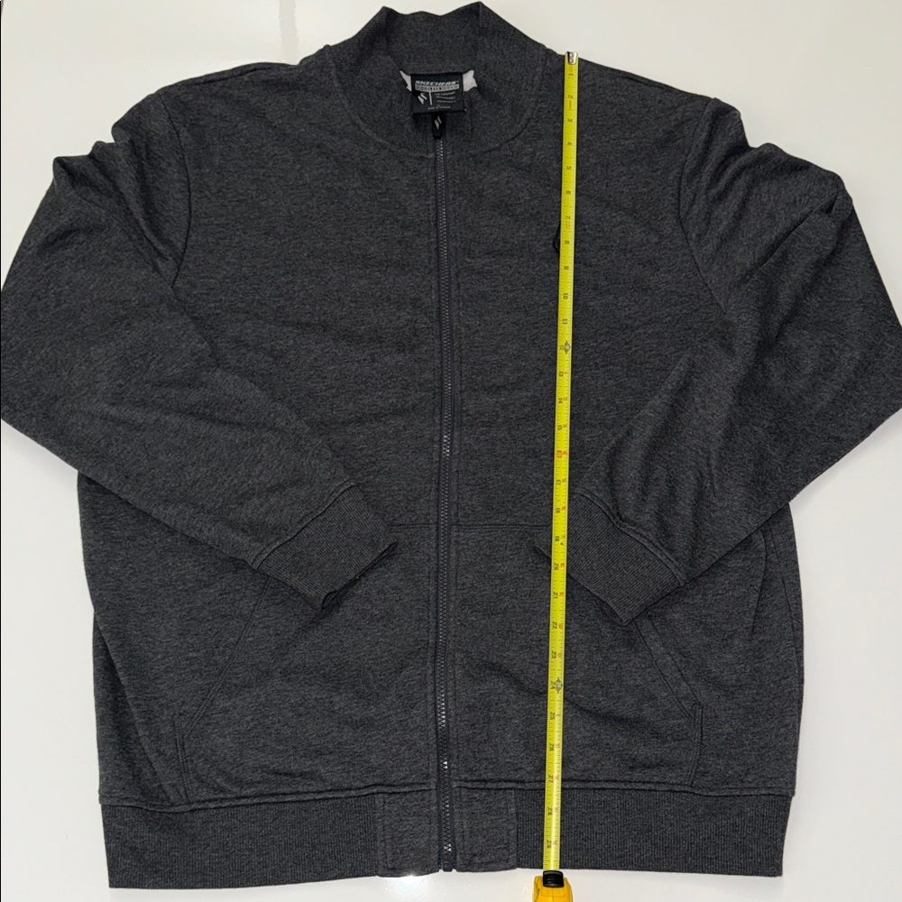 Skechers Jacket Mens XL Hoodless Hoodie Full Zip Knit Sweat Mock Neck Gray - Picture 3 of 7
